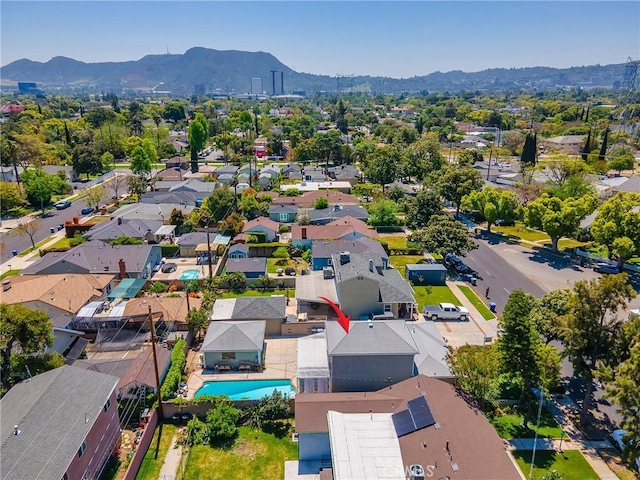 1234 N Pass Ave, Burbank, CA 91505 - aerial view of residential area featuring a mountain backdrop and a pool