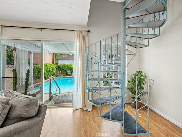 1234 N Pass Ave, Burbank, CA 91505 - stairway featuring wood finished floors and baseboards