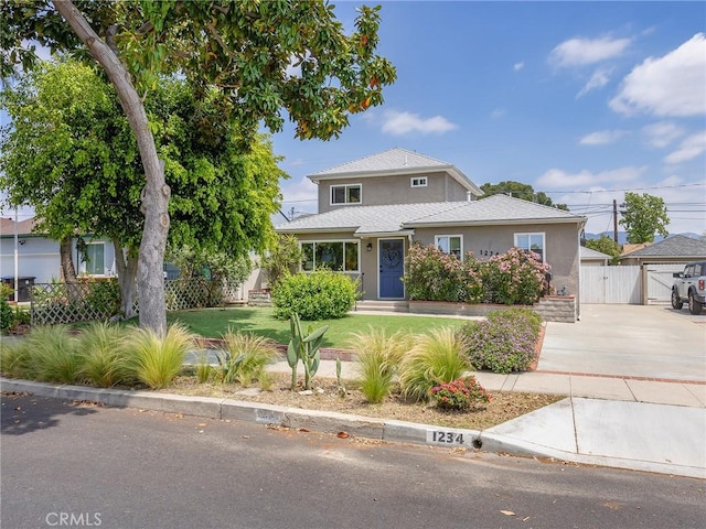 1234 N Pass Ave, Burbank, CA 91505 - view of front of home featuring a gate, stucco siding, and driveway