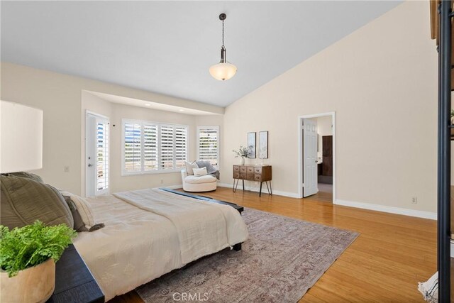 3891 Hunters Grove Ct, Moorpark, CA 93021 - bedroom featuring light wood finished floors and high vaulted ceiling