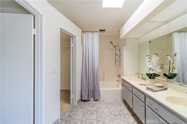 1534 W Summerset Dr, Rialto, CA 92377 - full bathroom with double vanity, shower / tub combo, and tile patterned floors