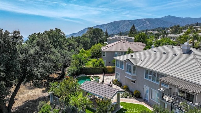 2564 Lunes Ln, Verne, CA 91750 - bird's eye view of a pool and a mountain backdrop