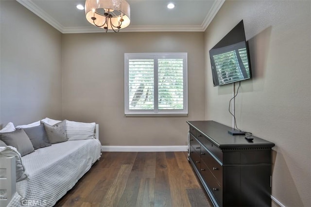 2564 Lunes Ln, Verne, CA 91750 - sitting room with dark wood-style floors, ornamental molding, and recessed lighting