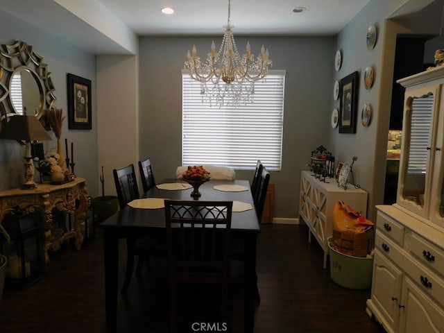 10947 Mesa Linda St, Victorville, CA 92392 - dining room with a chandelier, dark wood-type flooring, and recessed lighting