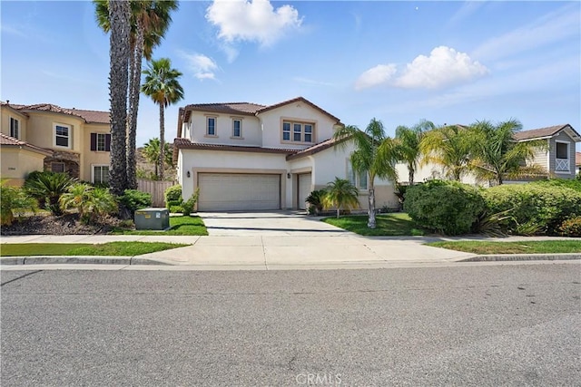 31868 Birchwood Dr, Lake Elsinore, CA 92532 - mediterranean / spanish-style house with concrete driveway, stucco siding, a garage, and a tile roof