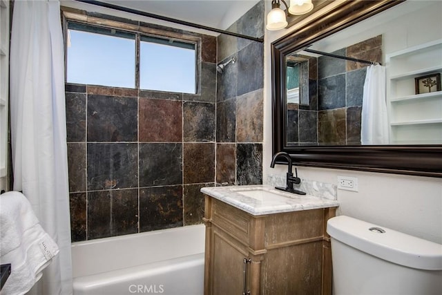 4574 Avenida Del Sol, Joshua Tree, CA 92252 - full bathroom featuring shower / bath combo with shower curtain and vanity