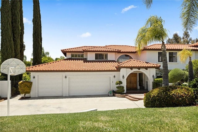 30833 La Solana Ct, Redlands, CA 92373 - mediterranean / spanish home with stucco siding, concrete driveway, a garage, and a tile roof