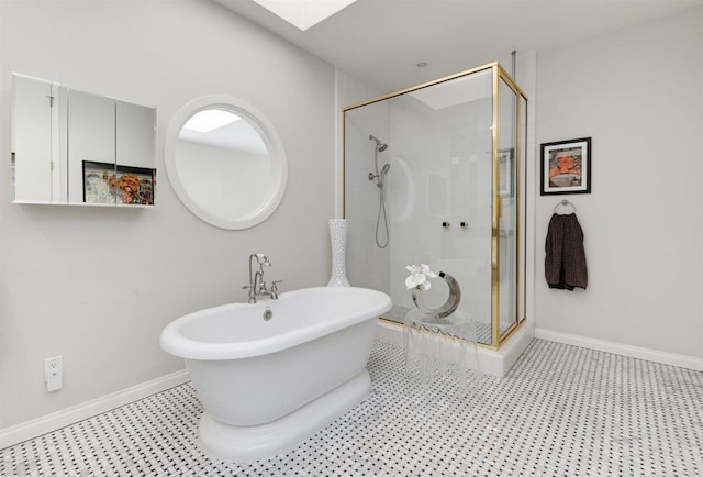 7487 Via De Fortuna, Carlsbad, CA 92009 - full bath with a stall shower, a skylight, and a soaking tub