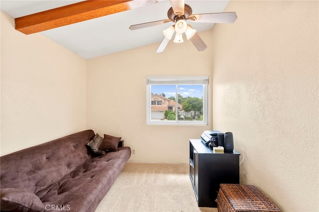 29678 Deal Ct, Temecula, CA 92591 - living room featuring carpet floors, ceiling fan, and lofted ceiling
