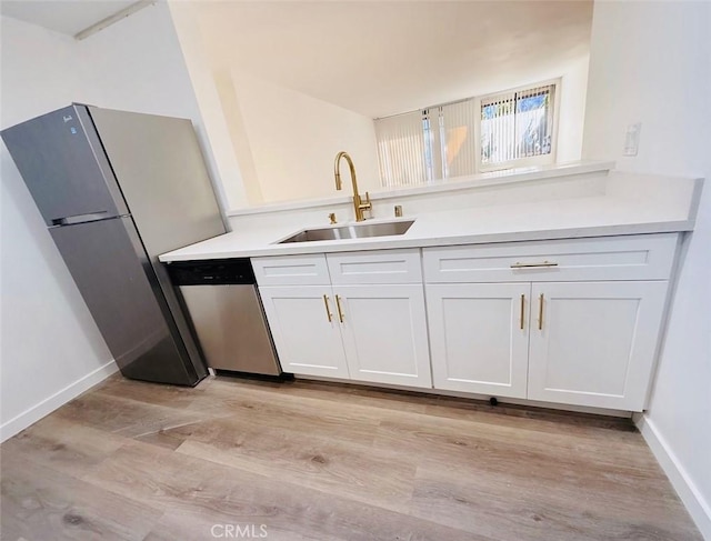4170 Elm Ave Unit 213, Long Beach, CA 90807 - kitchen featuring stainless steel appliances, white cabinetry, light wood-type flooring, and light countertops