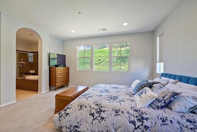 6925 Tourmaline, Carlsbad, CA 92009 - bedroom with arched walkways, carpet, and recessed lighting