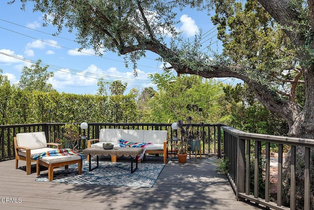 405 Sequoia Dr, Pasadena, CA 91105 - wooden deck featuring an outdoor living space