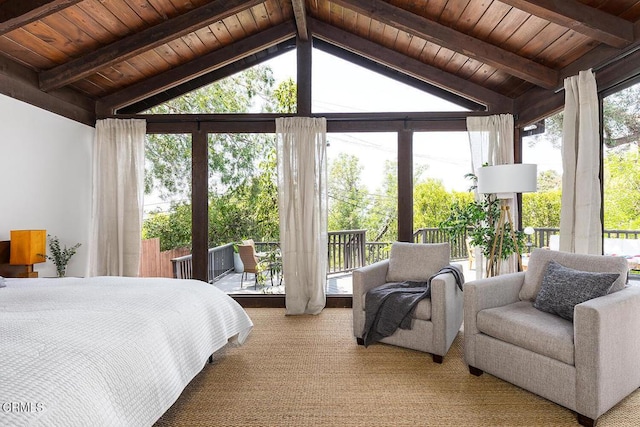 405 Sequoia Dr, Pasadena, CA 91105 - bedroom with access to outside and wood ceiling
