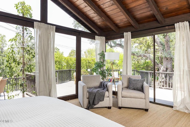 405 Sequoia Dr, Pasadena, CA 91105 - bedroom with access to exterior and wooden ceiling