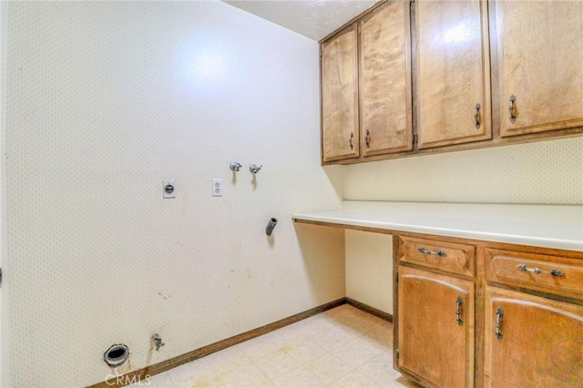2033 Benbow Pl, Riverside, CA 92506 - washroom with hookup for a gas dryer, washer hookup, electric dryer hookup, cabinet space, and light floors
