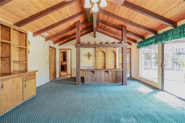 2033 Benbow Pl, Riverside, CA 92506 - unfurnished living room with carpet floors and wooden ceiling