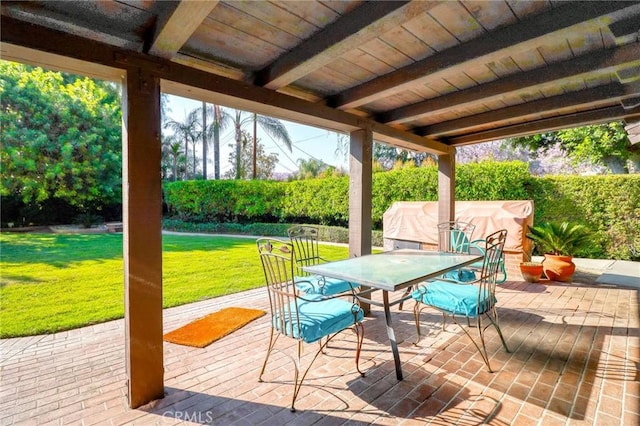 2033 Benbow Pl, Riverside, CA 92506 - deck with outdoor dining space, a lawn, and a patio