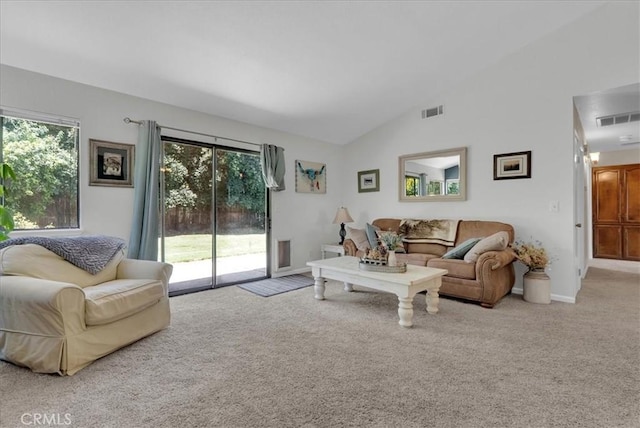 801 Vine St, Exeter, CA 93221 - living area with carpet flooring and high vaulted ceiling