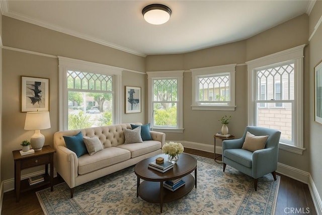 508 S Orange Ave, Santa Ana, CA 92701 - living area featuring plenty of natural light, wood finished floors, and ornamental molding