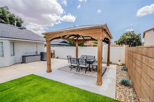 18210 Deauville Dr, Victorville, CA 92395 - fenced backyard featuring a gazebo and a patio area