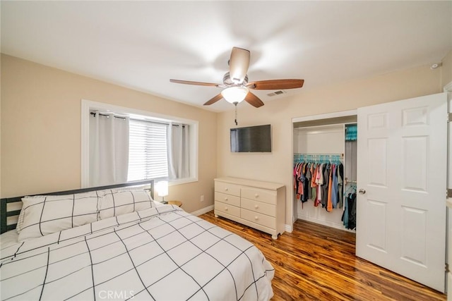 18210 Deauville Dr, Victorville, CA 92395 - bedroom with a closet, wood finished floors, a ceiling fan, and a spacious closet