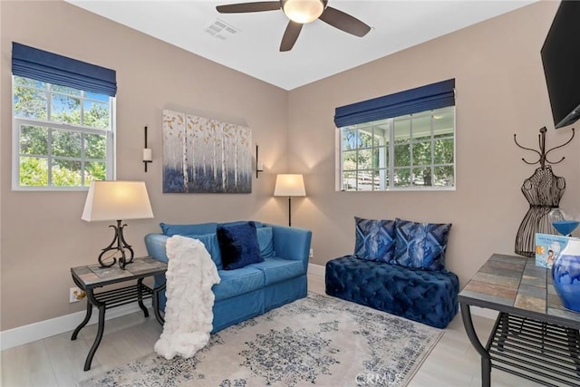 16261 Pineview Rd, Canyon Country, CA 91387 - living room with a ceiling fan and wood finished floors