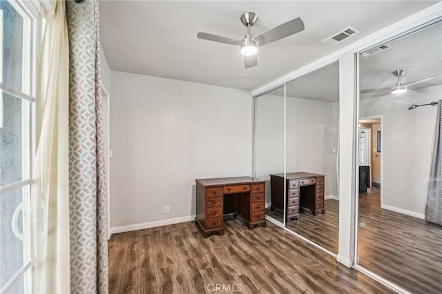 7803 Clive Ave, Whittier, CA 90606 - unfurnished office featuring ceiling fan and wood finished floors