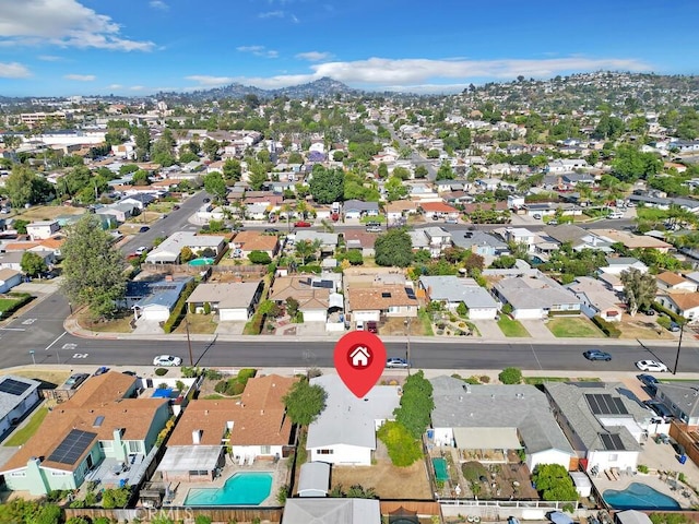 4760 73rd St, La Mesa, CA 91942 - aerial overview of property's location featuring nearby suburban area and mountains