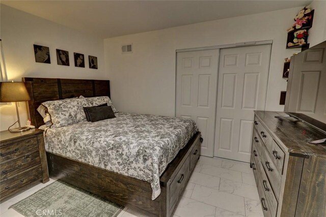 4519 Bresee Ave, Baldwin Park, CA 91706 - bedroom featuring light marble finish flooring and a closet