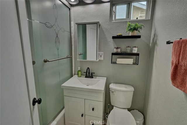 4519 Bresee Ave, Baldwin Park, CA 91706 - bathroom featuring vanity, a textured wall, and a shower with shower door