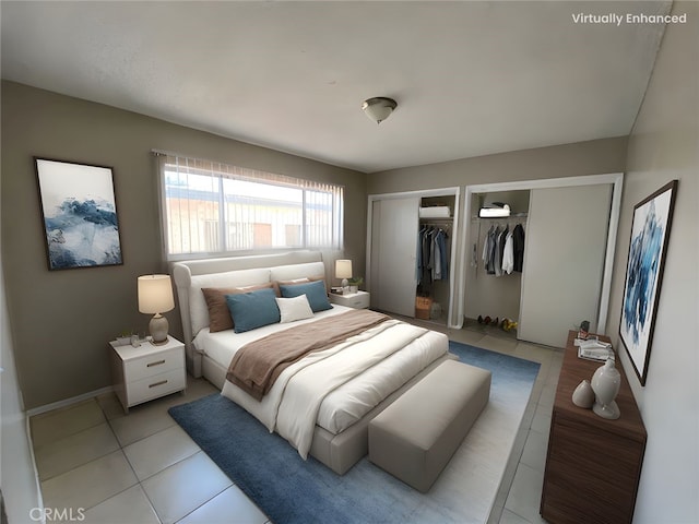 8070 Langdon Ave, Van Nuys, CA 91406 - bedroom with two closets and light tile patterned floors
