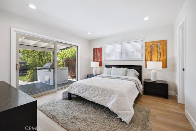 311 Prospect St, Oak View, CA 93022 - bedroom featuring access to exterior, light wood-type flooring, and recessed lighting