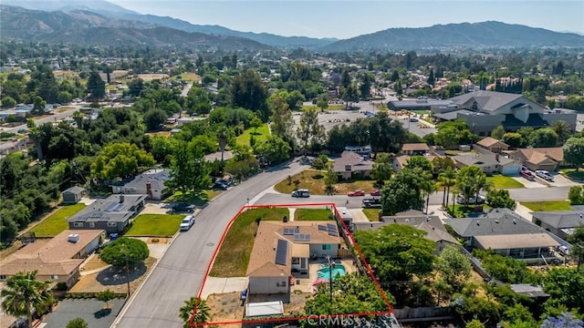 12995 Leith Way, Yucaipa, CA 92399 - aerial perspective of suburban area with property parcel outlined and a mountain backdrop