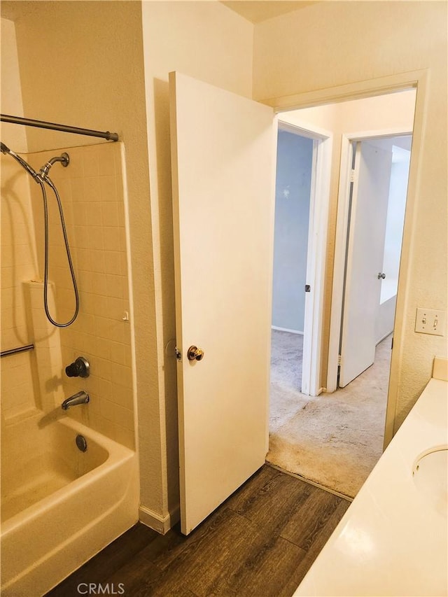 186 S Massachusetts St, Lake Elsinore, CA 92530 - bathroom with shower / tub combination, wood finished floors, and vanity