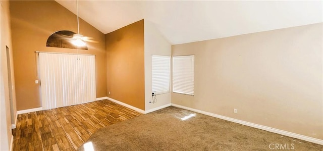 186 S Massachusetts St, Lake Elsinore, CA 92530 - unfurnished bedroom with lofted ceiling, carpet, and wood finished floors