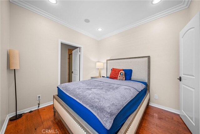 35 Twin Gables, Irvine, CA 92620 - bedroom featuring crown molding, recessed lighting, and wood finished floors