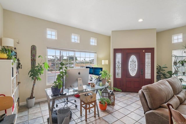 5070 Limerick Ave, Clairemont Mesa, CA 92117 - entryway with recessed lighting and light tile patterned floors
