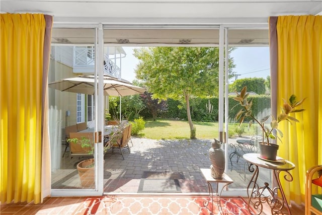 929 E Marshall Pl, Long Beach, CA 90807 - doorway to outside with brick flooring and plenty of natural light