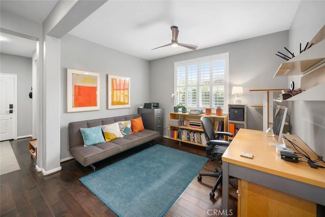 1012 Maggie Ln, Nipomo, CA 93444 - office area featuring a ceiling fan and wood finished floors