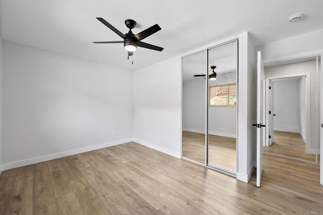 9121 Heatherdale St, Santee, CA 92071 - unfurnished bedroom with wood finished floors, a closet, and a ceiling fan