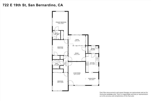 722 E 19th St, San Bernardino, CA 92404 - view of floor plan / room layout