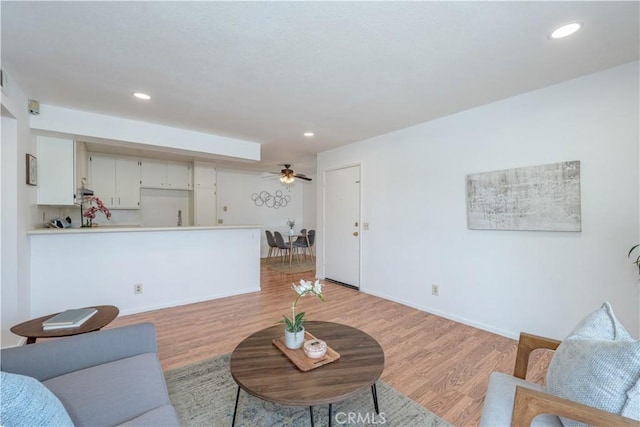 13801 Shirley St Unit 14, Garden Grove, CA 92843 - living room featuring light wood finished floors, recessed lighting, and ceiling fan