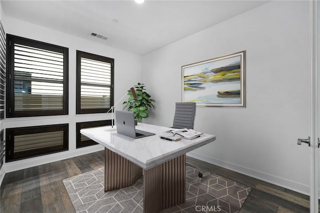 1649 Spring Run Ln, Beaumont, CA 92223 - office with dark wood-style flooring and baseboards