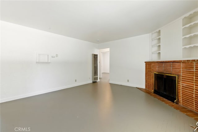 2723 57th St, Sacramento, CA 95817 - unfurnished living room featuring a fireplace and built in features