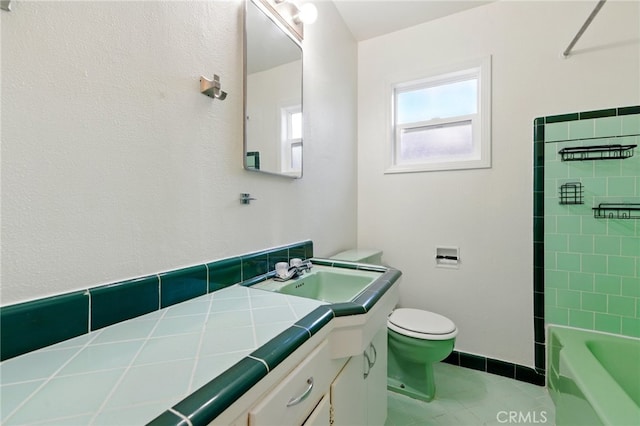 2723 57th St, Sacramento, CA 95817 - bathroom with vanity, tile patterned floors, and shower / bath combination