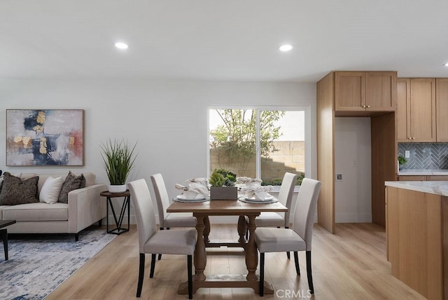 13020 Beach St, Cerritos, CA 90703 - dining area with light wood-type flooring and recessed lighting