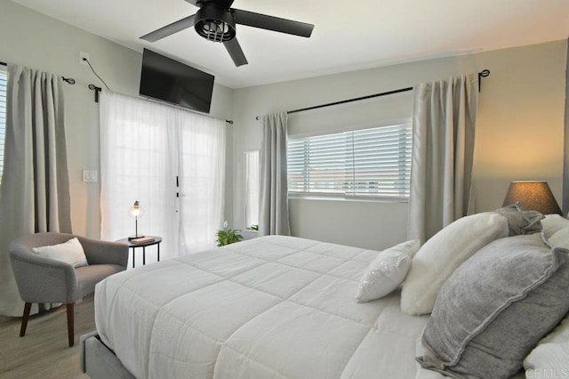 6127 Winchester St, San Diego, CA 92139 - bedroom with ceiling fan and wood finished floors