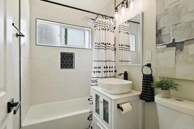 6127 Winchester St, San Diego, CA 92139 - full bathroom featuring vanity and shower / tub combo with curtain
