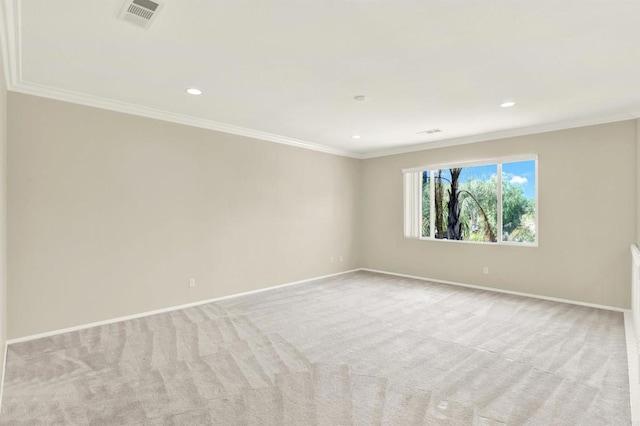43883 Brookhaven Ct, Temecula, CA 92592 - empty room featuring light carpet, ornamental molding, and recessed lighting