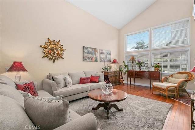 2374 Corydon Ave, Norco, CA 92860 - living area with hardwood / wood-style flooring and high vaulted ceiling